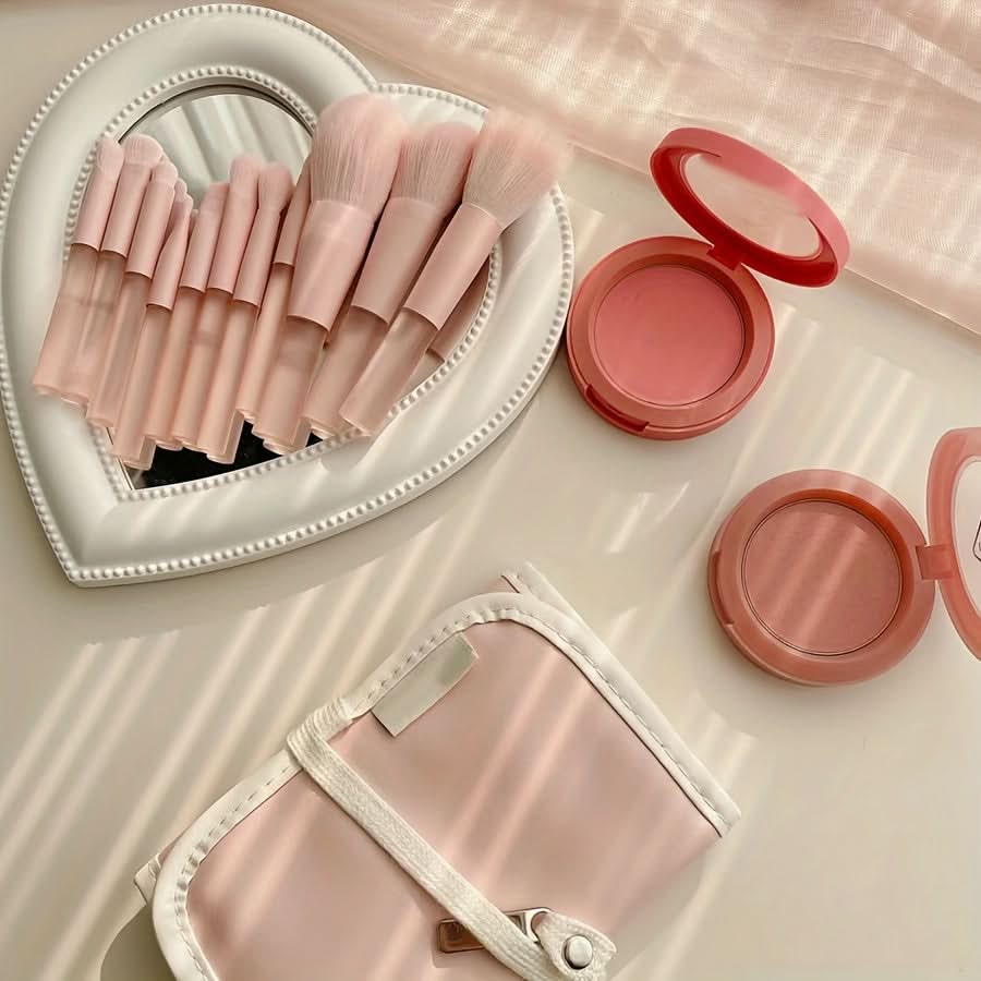 Travel Makeup Brush Set with Cosmetic Bag - 10 pieces