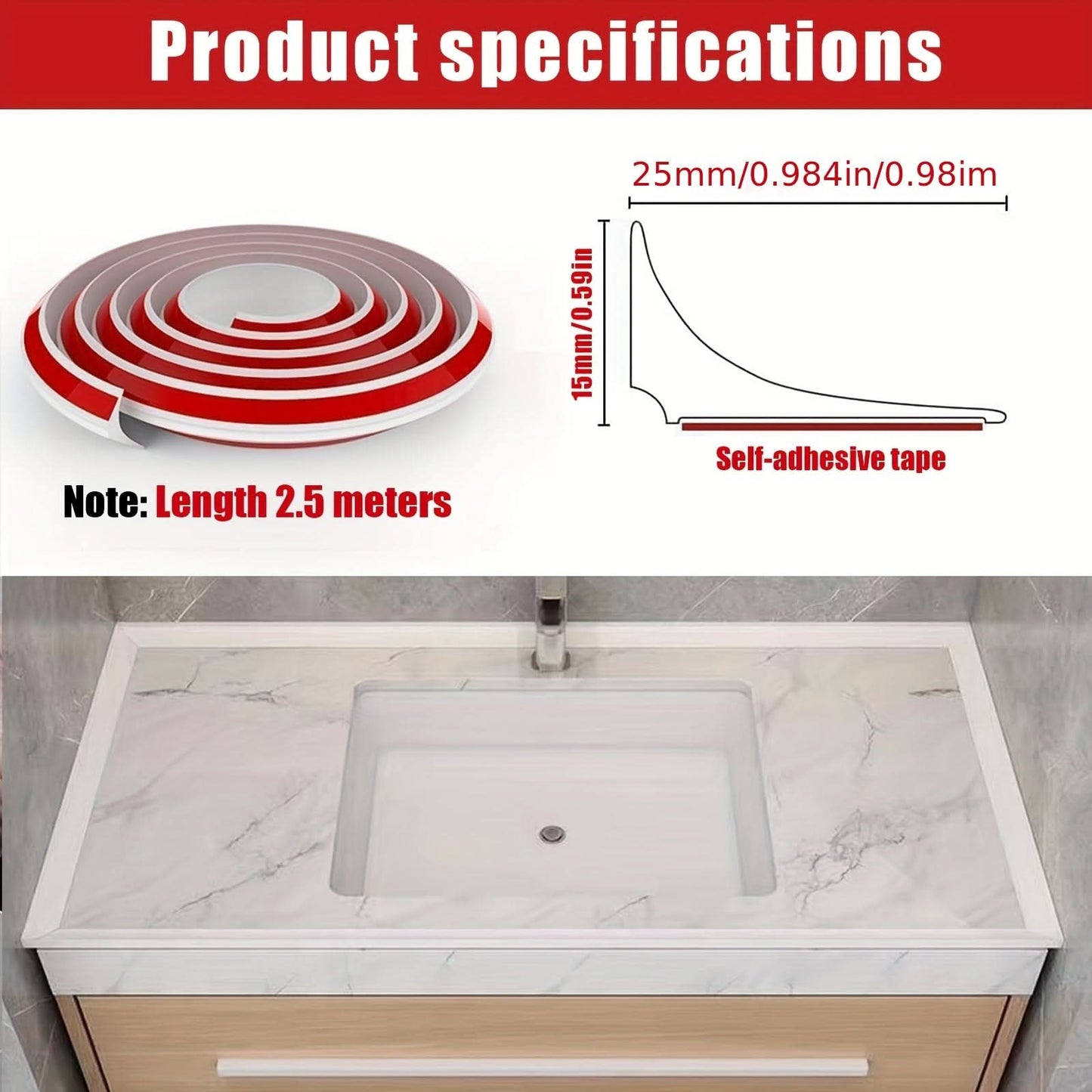 L-Shaped Waterproof Self-Adhesive Leak Prevention Tape