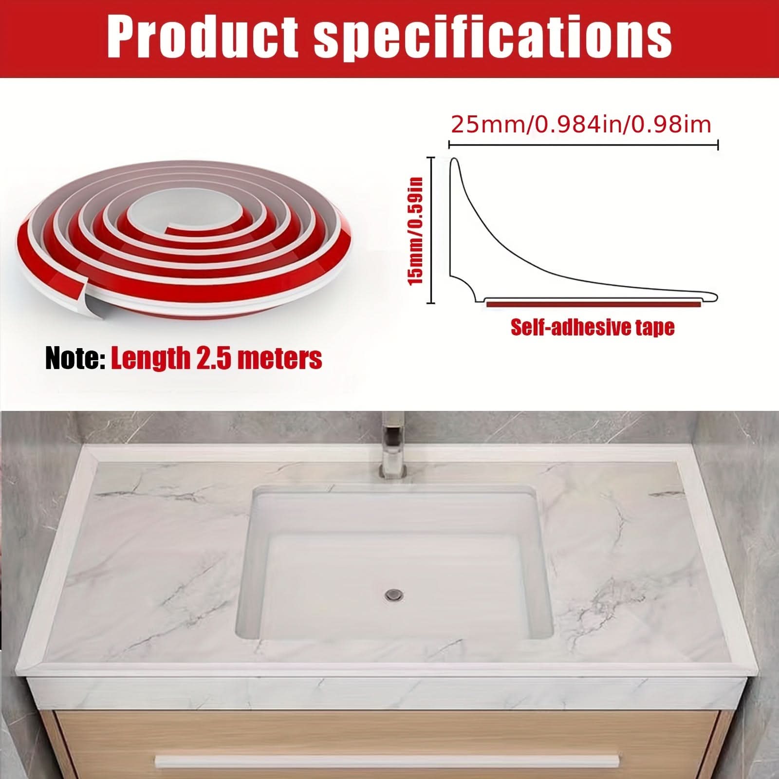 L-Shaped Waterproof Self-Adhesive Leak Prevention Tape