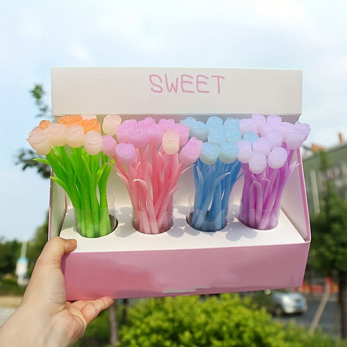 12-Pack Rose Flower Gel Pens – 0.5mm Fine Point