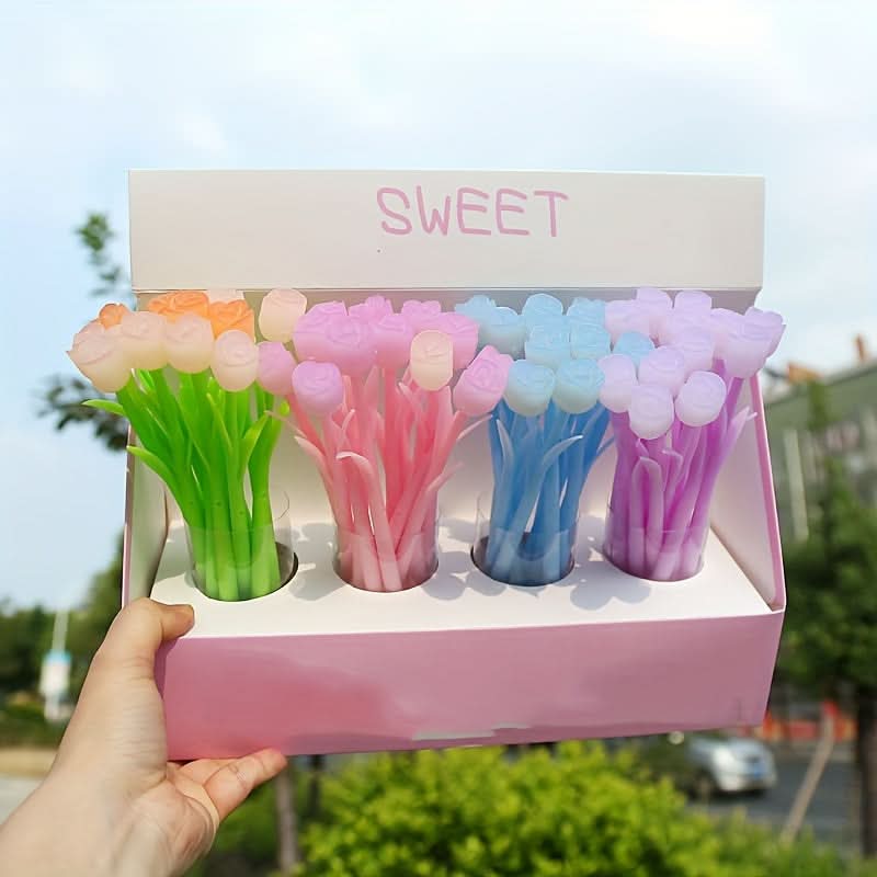 12-Pack Rose Flower Gel Pens – 0.5mm Fine Point