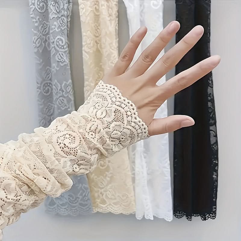 4 Pairs Women's Lace Sunscreen Arm Sleeves – Elegant Jacquard Summer Covers
