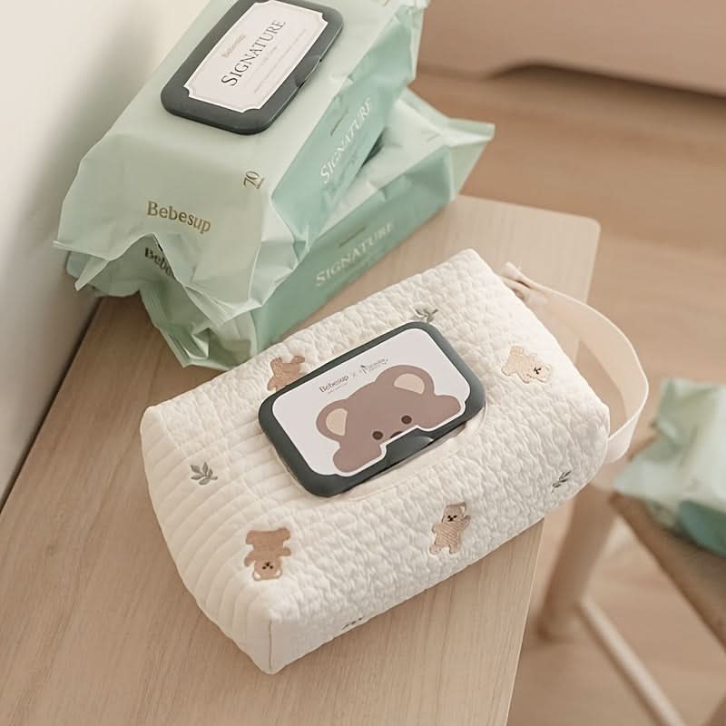 Large Capacity Cartoon Bear Car Seat Baby Diaper Changing Wet Wipes Storage Bag