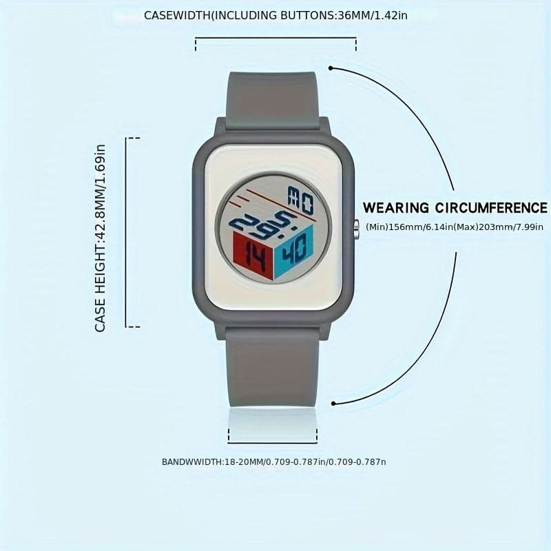 Men's Square Electronic Watch - Waterproof, Night Light