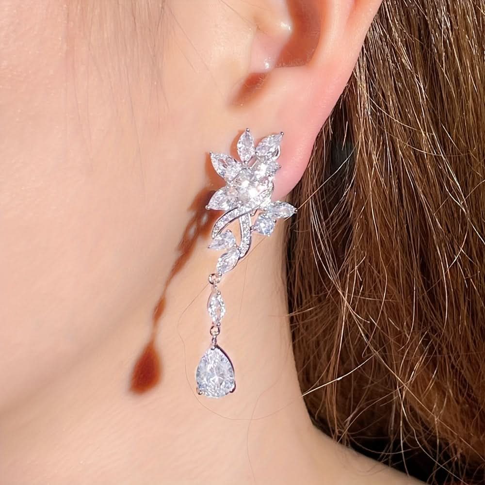 Sparkling Flower Clip-On Earrings for Women
