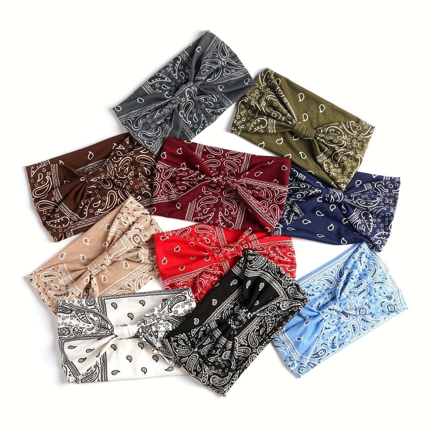 Stylish Boho Turban Headband – Soft Stretchy Paisley Pattern with Knotted Design