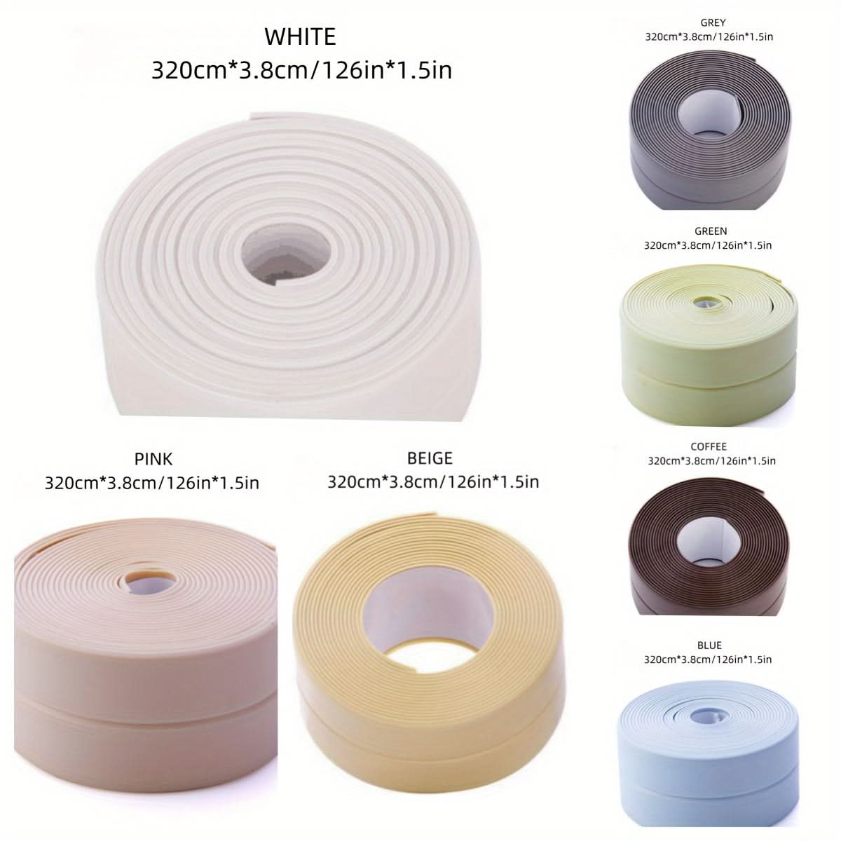 7 Rolls Waterproof Self-Adhesive Caulk Strip Tape - PVC