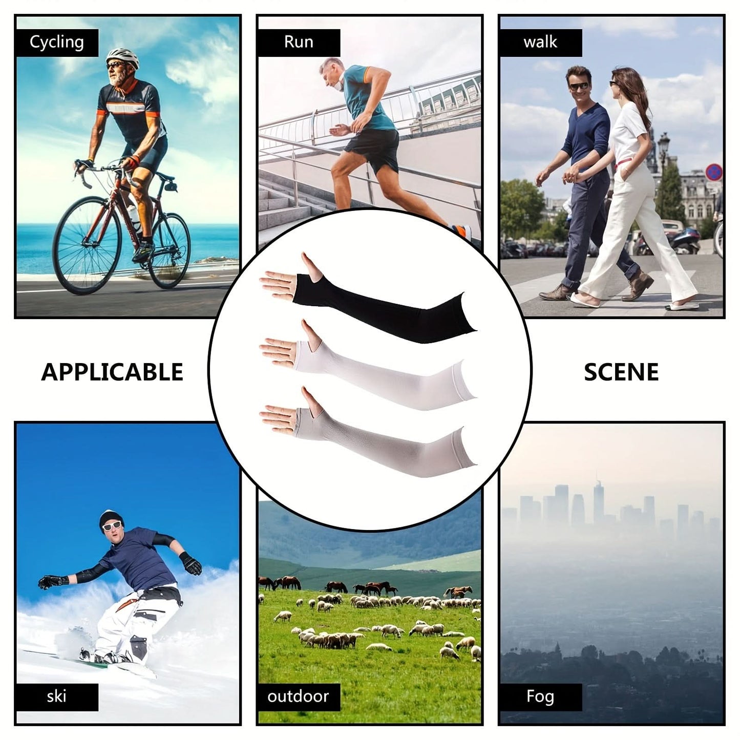 3 Pairs UV Protection Cooling Arm Sleeves