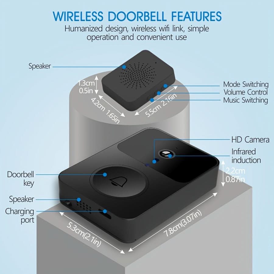 Smart Doorbell with HD Camera, Wi-Fi App Control
