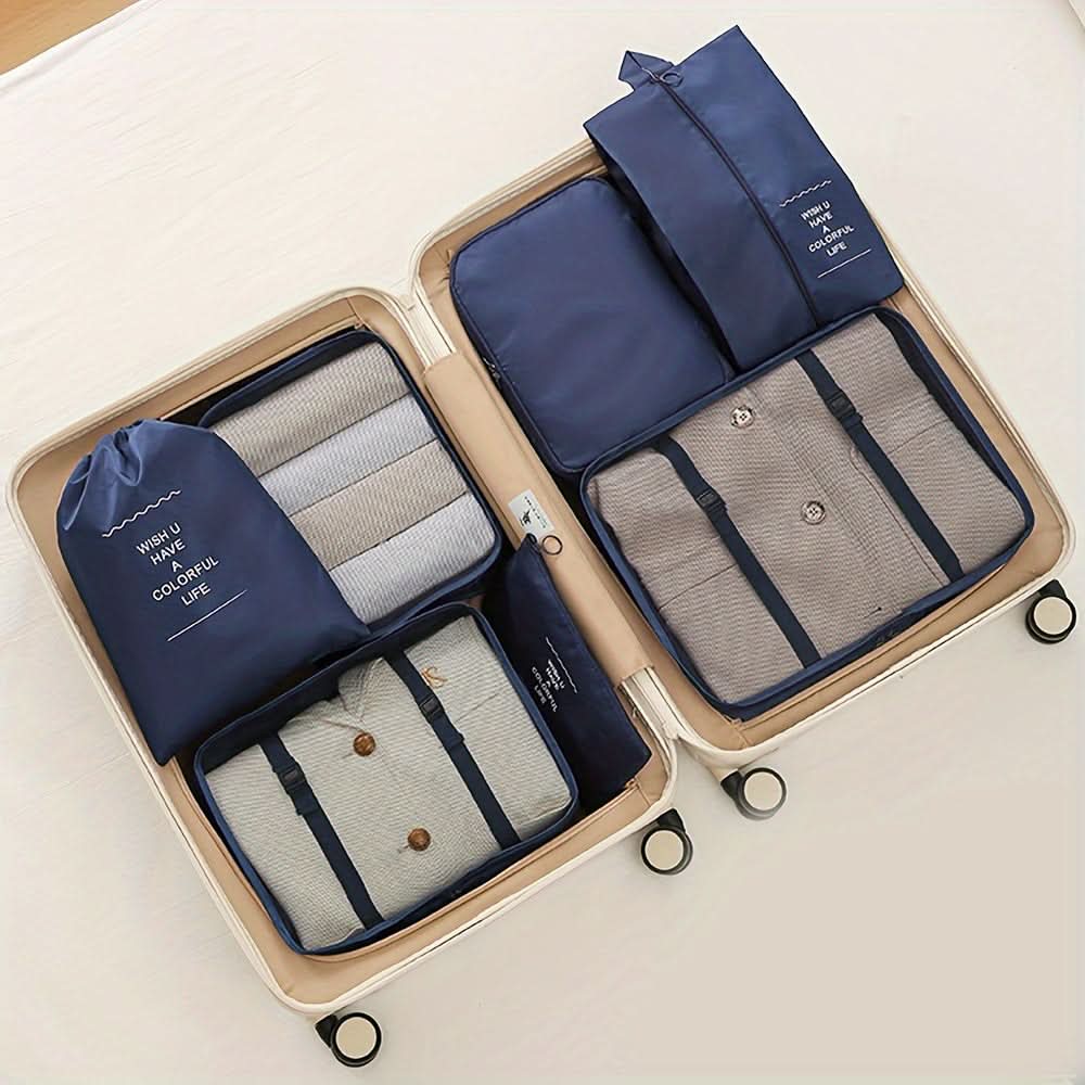 7-Piece Large Capacity Travel Organizer Set - Nylon Packing Cubes