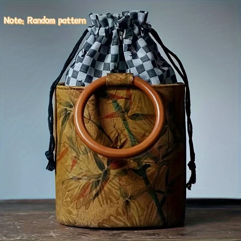 Vintage Floral Cotton Bucket Bag for Women