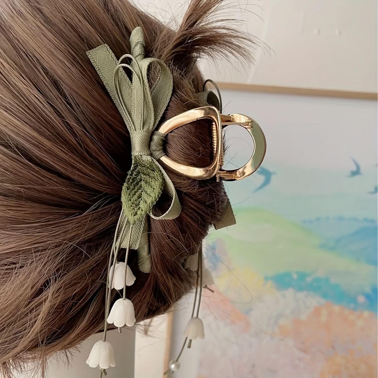 Vintage Lily of the Valley Hair Claw – Large Handcrafted Shark Clip for Women