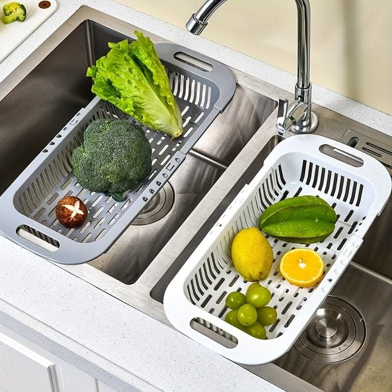 Adjustable Over-the-Sink Colander – Multifunctional Plastic Drain Basket