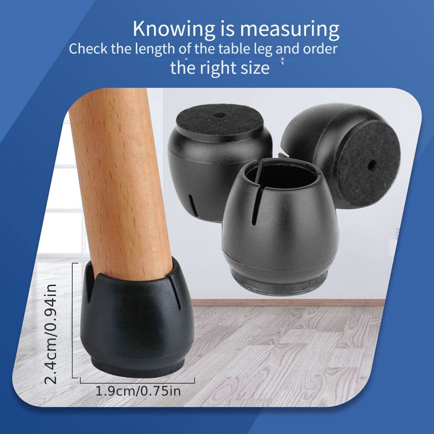 24-Piece Chair Leg Protectors - Round & Square Furniture Floor Protectors
