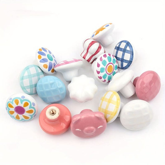 6-Piece Fun Ceramic Cabinet Handles