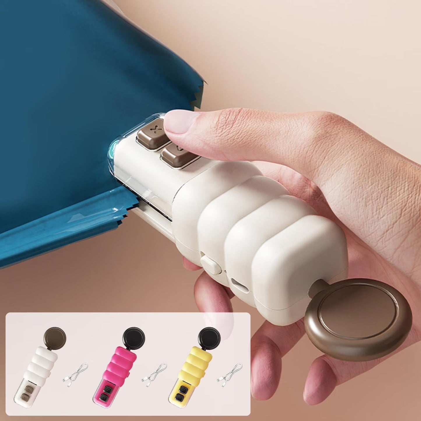 Cute Mini Bag Sealer – Rechargeable Hand-Press Heat Sealing Clip for Snack & Plastic Bags