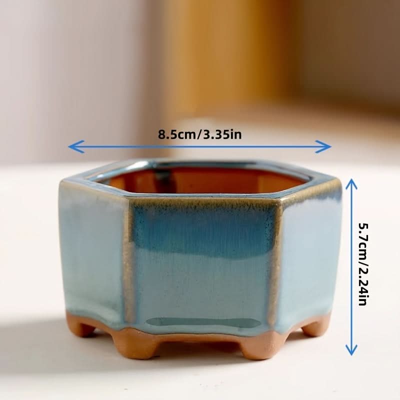 5-Piece Handcrafted Blue Ceramic Mini Succulent Planter Set