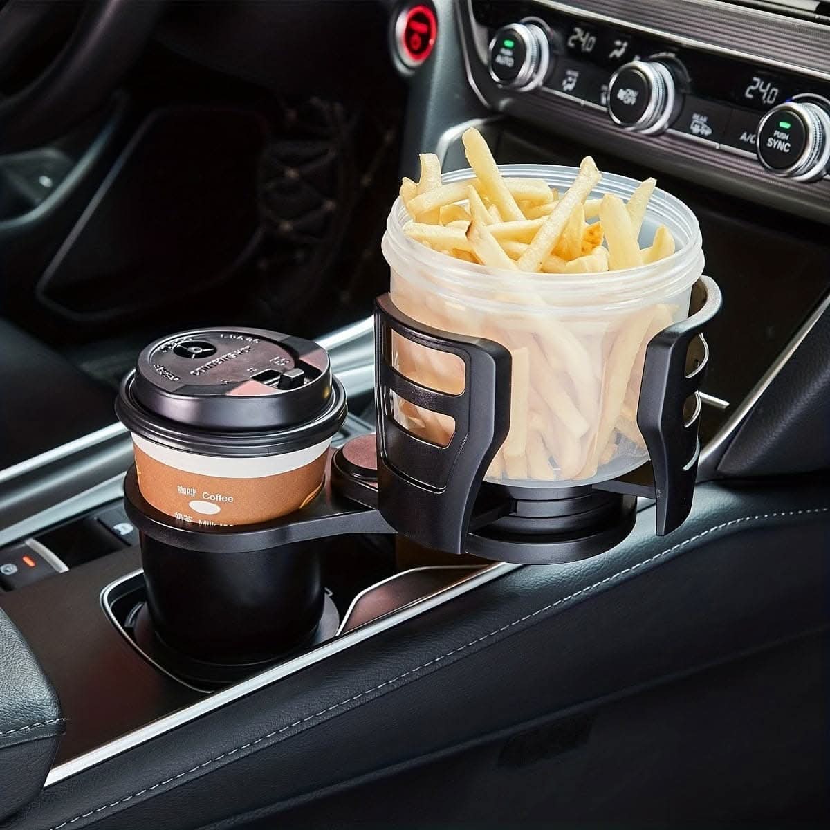 Adjustable Car Cup Holder Expander with Phone Holder & Aromatherapy Organizer