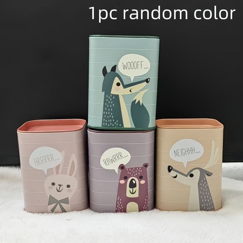 Cartoon Animal Square Iron Penny Bank – British Style Coin Storage for Baby Gifts