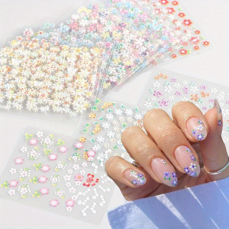 30 Sheets 3D Self-Adhesive Nail Art Stickers – Floral, Heart & Bow Designs for DIY Gel & Acrylic Nails