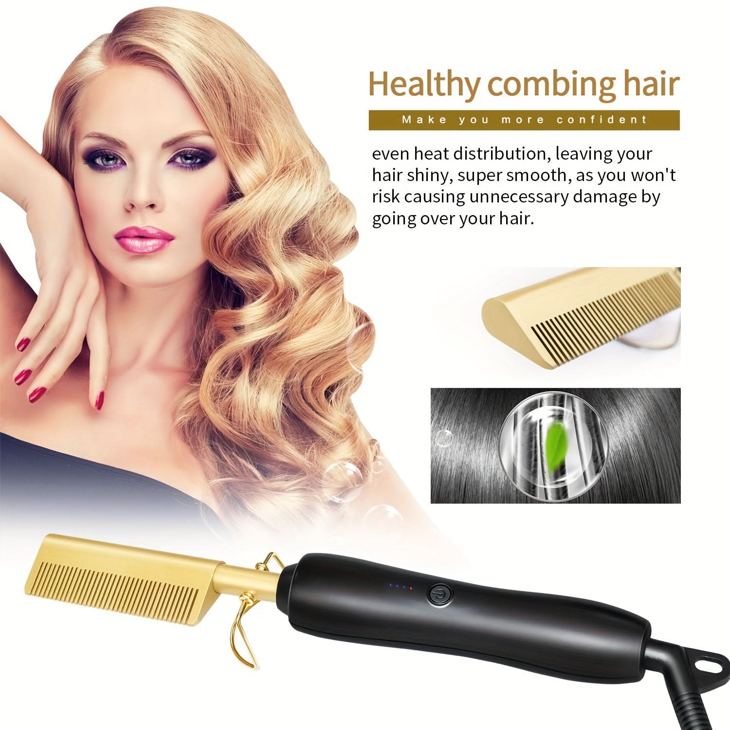 Ceramic Hot Comb Hair Straightener – for Natural Hair & Beards