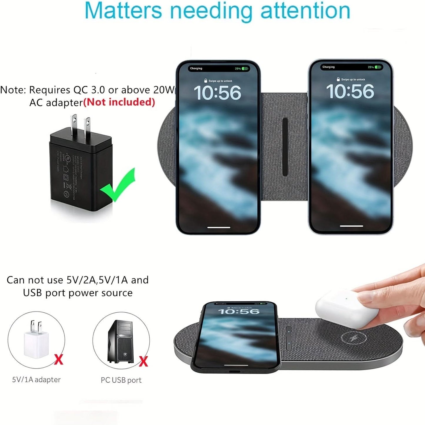2-in-1 Dual Wireless Charger Pad – Fast Charging Station