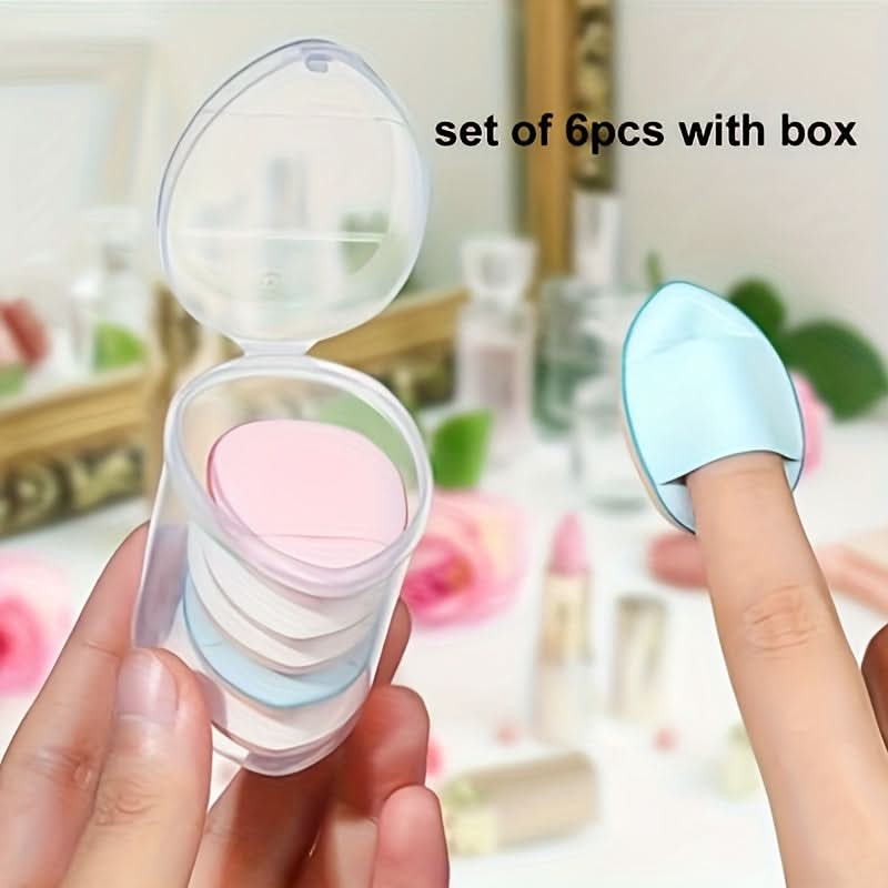 6pcs Mini Makeup Sponge Puff Set with Container