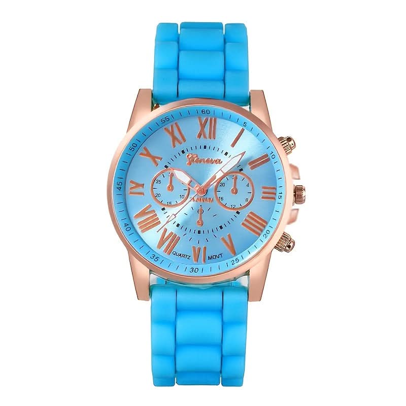Women’s Round Alloy Case Quartz Watch - Stylish Silicone Band