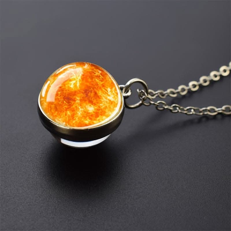 Solar System Glass Pendant Necklace - Celestial Jewelry