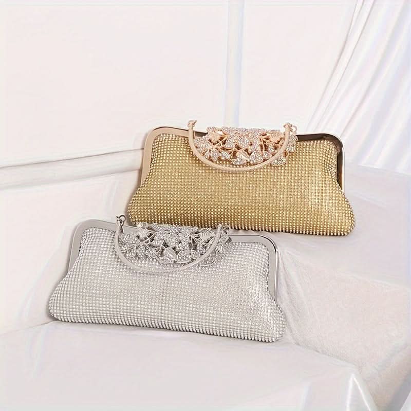 Golden Rhinestone Clutch Bag for Evening Events