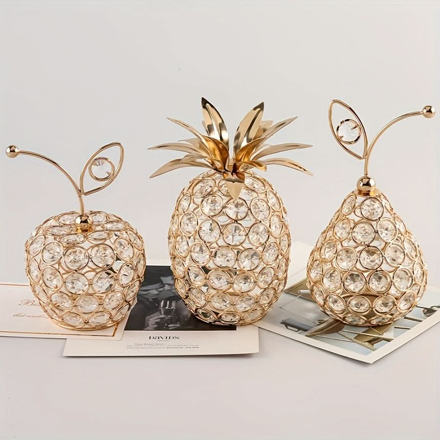Crystal Beaded Pineapple Sculpture – Elegant Table Centerpiece