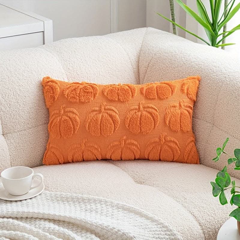 Chic Pumpkin Geometric Wool Cushion Cover
