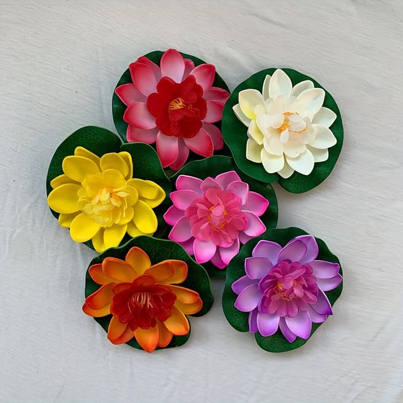 6-Pack Lifelike Lotus & Water Lily Decor