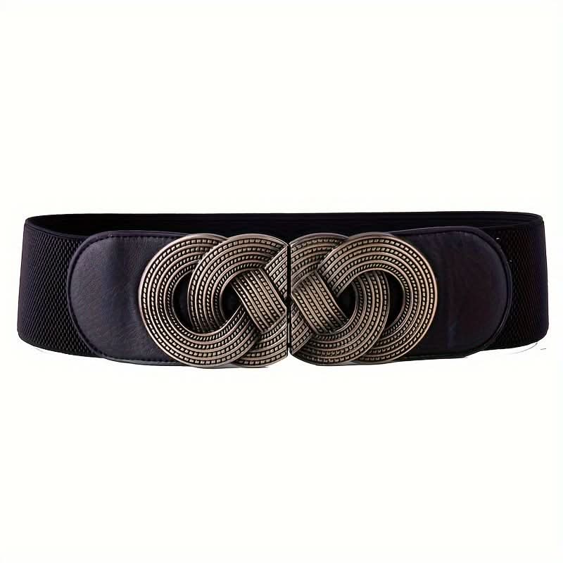 Elastic Wide Belt with Patterned Buckle