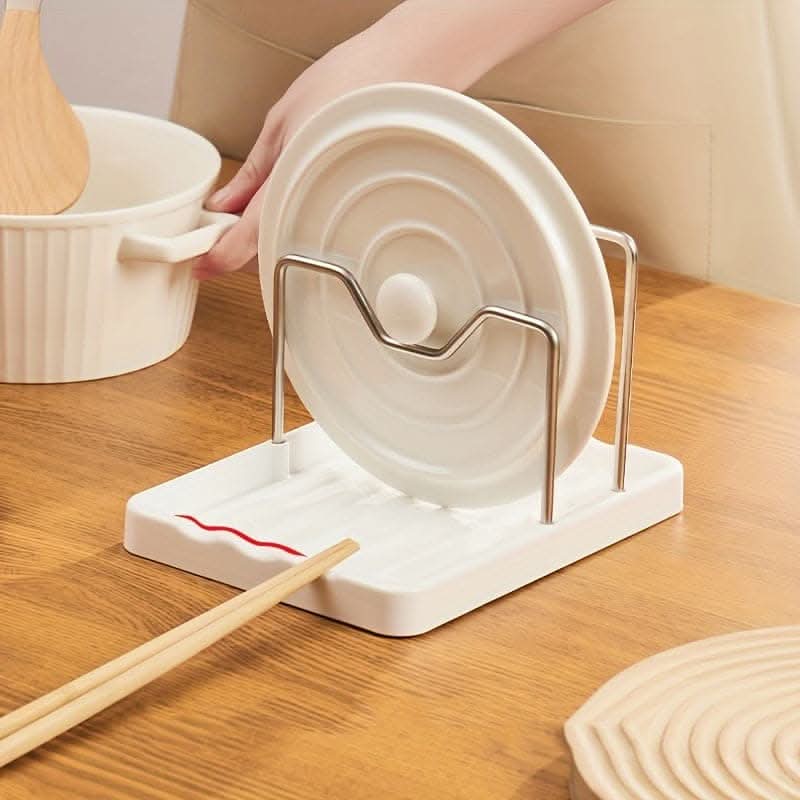 Premium Pot Lid Holder - Space-Saving Stainless Steel Rack with Drainage