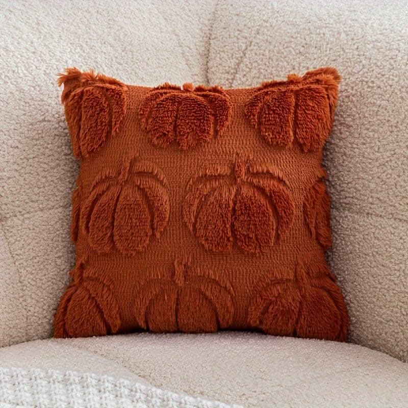 Chic Pumpkin Geometric Wool Cushion Cover