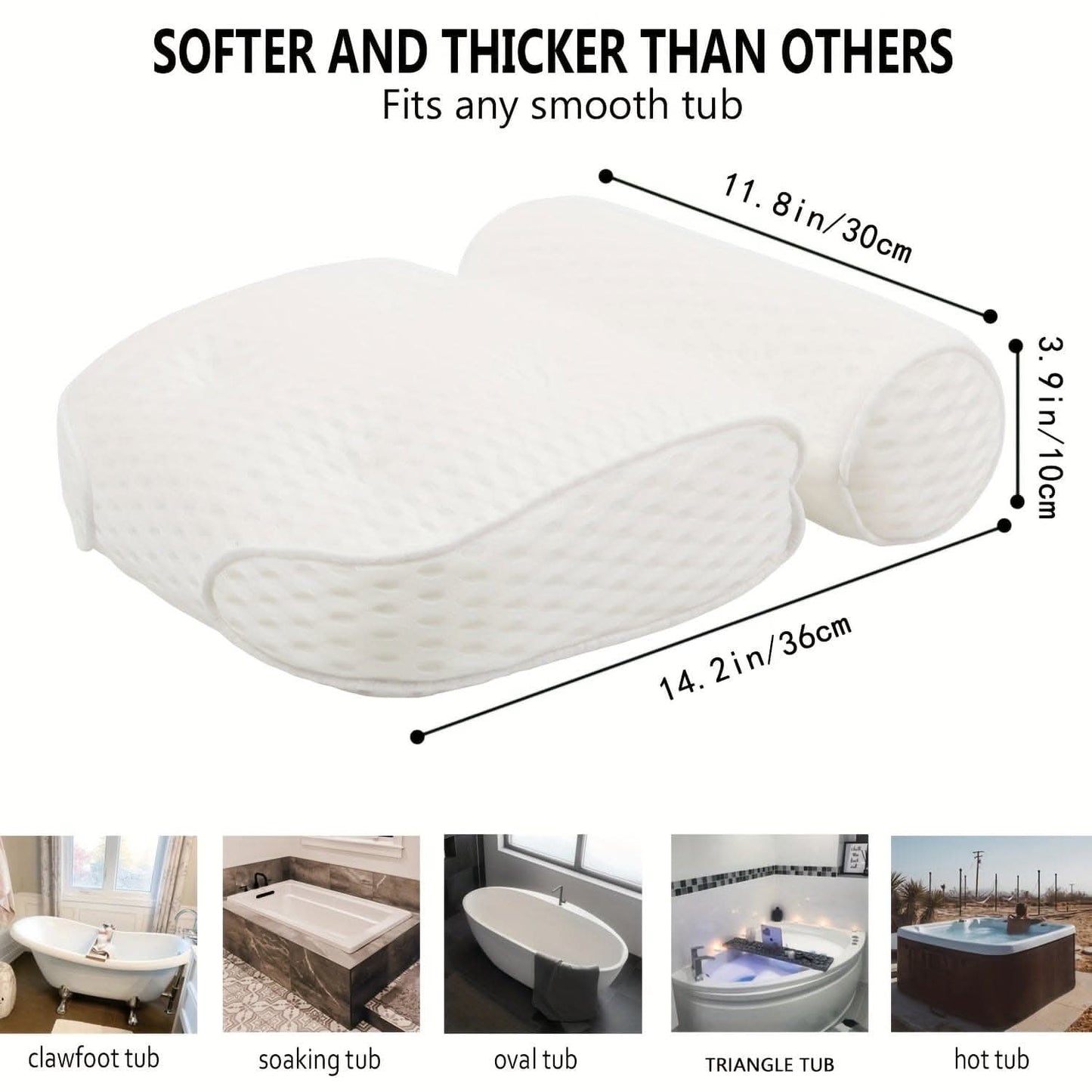 Luxury Bath Pillow Headrest - Ultra-Comfort Neck & Back Support