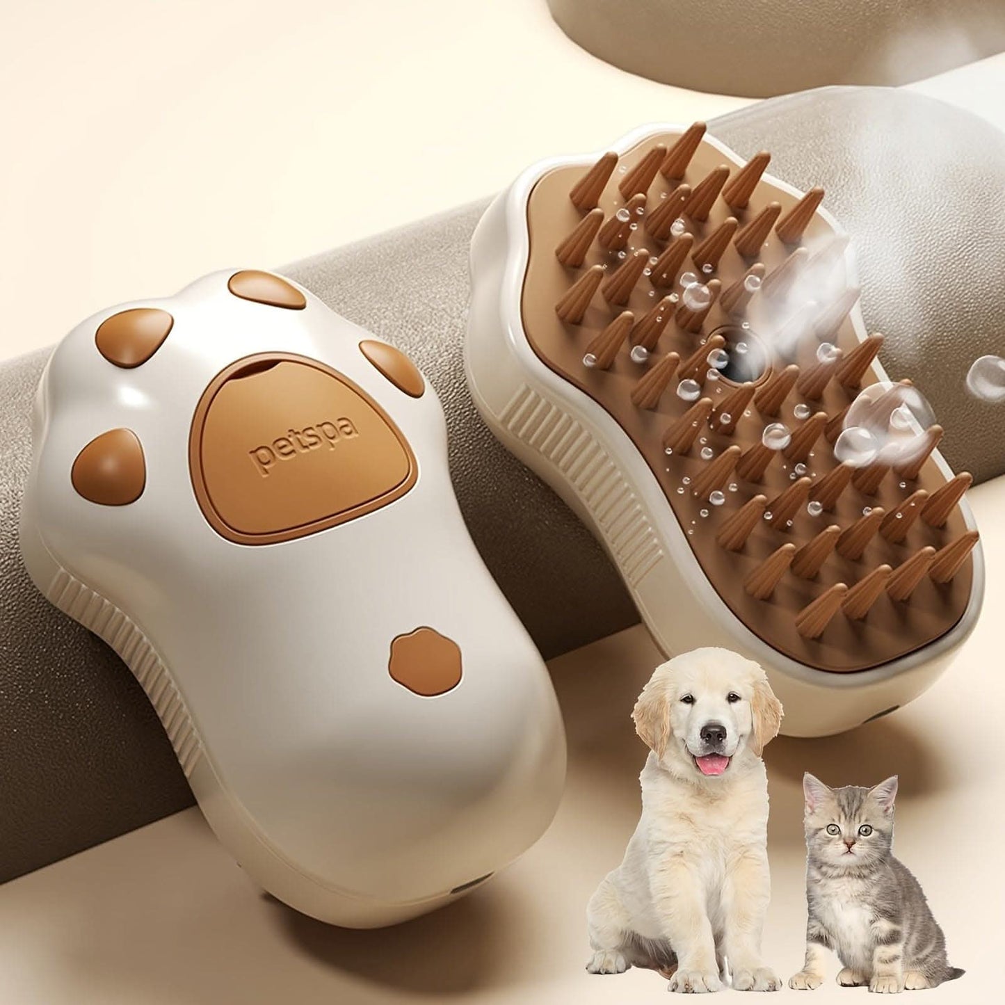 3-in-1 Electric Steam Brush - Ultimate Grooming Tool - Stylish Paw Design