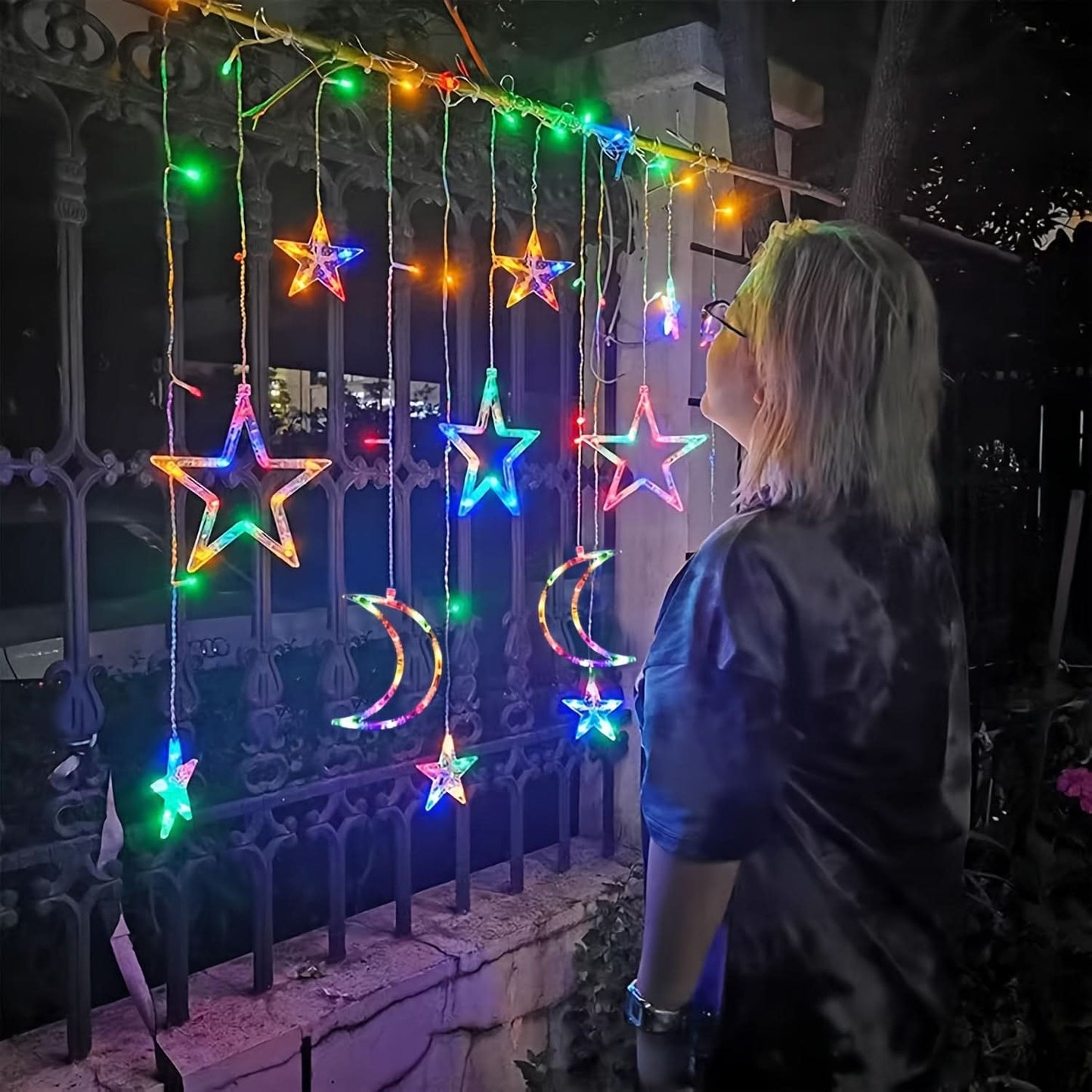 138 LED Solar Curtain Lights, Remote Control