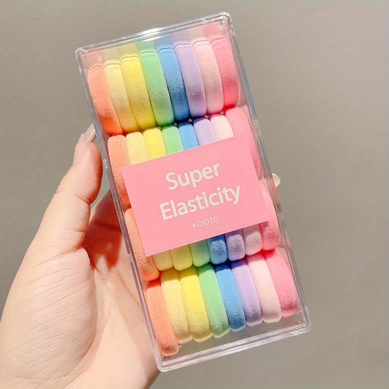 32pc Multicolor Rainbow Hair Ties for Kids
