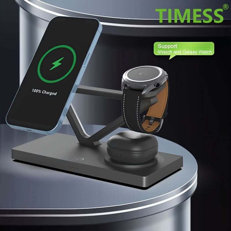 15W Magnetic 5-in-1 Wireless Charging Station with Night Light