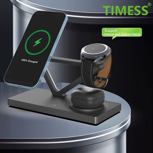 15W Magnetic 5-in-1 Wireless Charging Station with Night Light