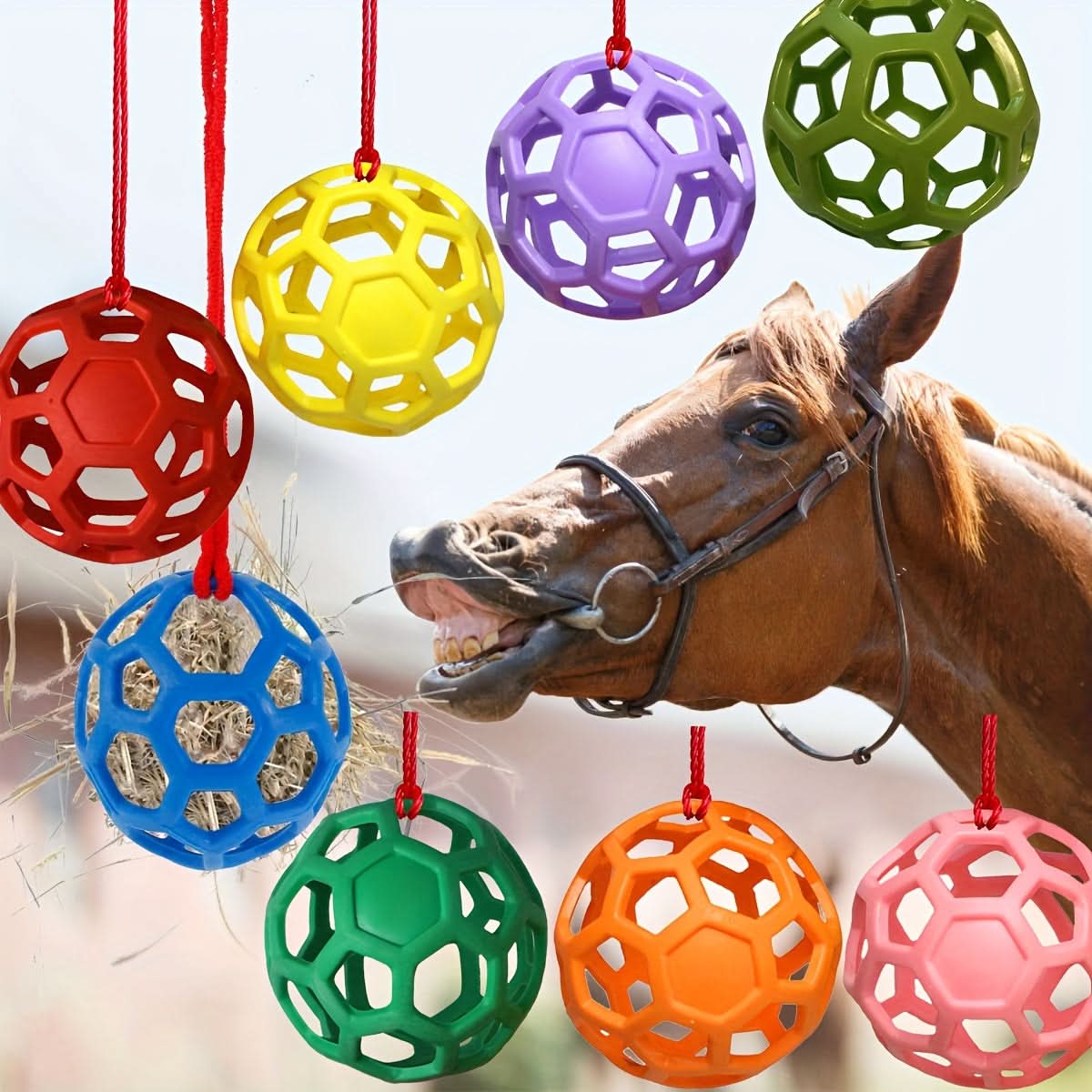 Plaid Silicone Horse Feeding Ball – Colorful Hay Dispenser