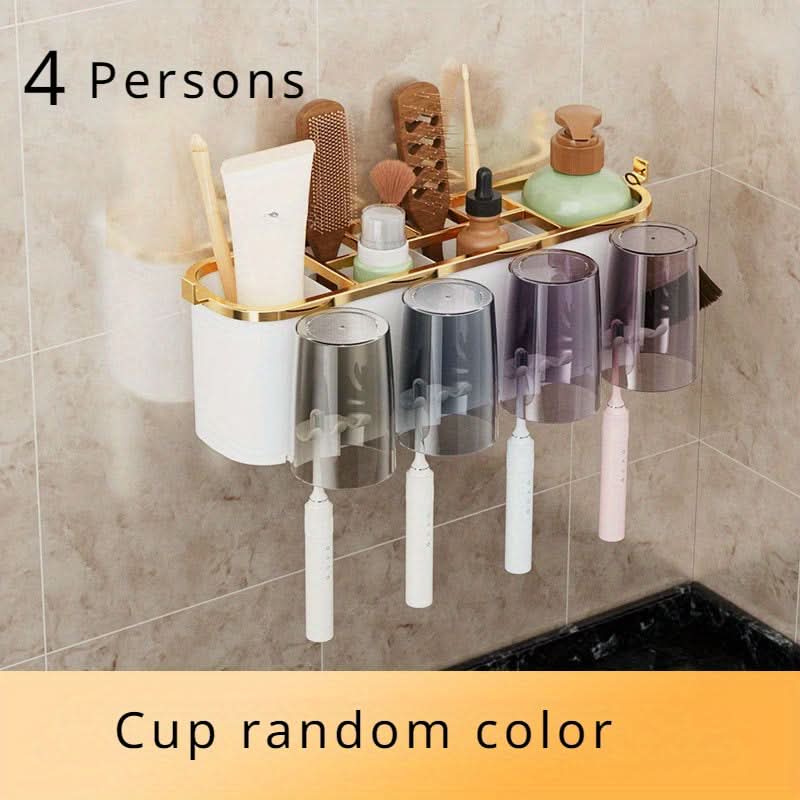 Porcelain Wall-Mounted Toothbrush and Cup Holder Set