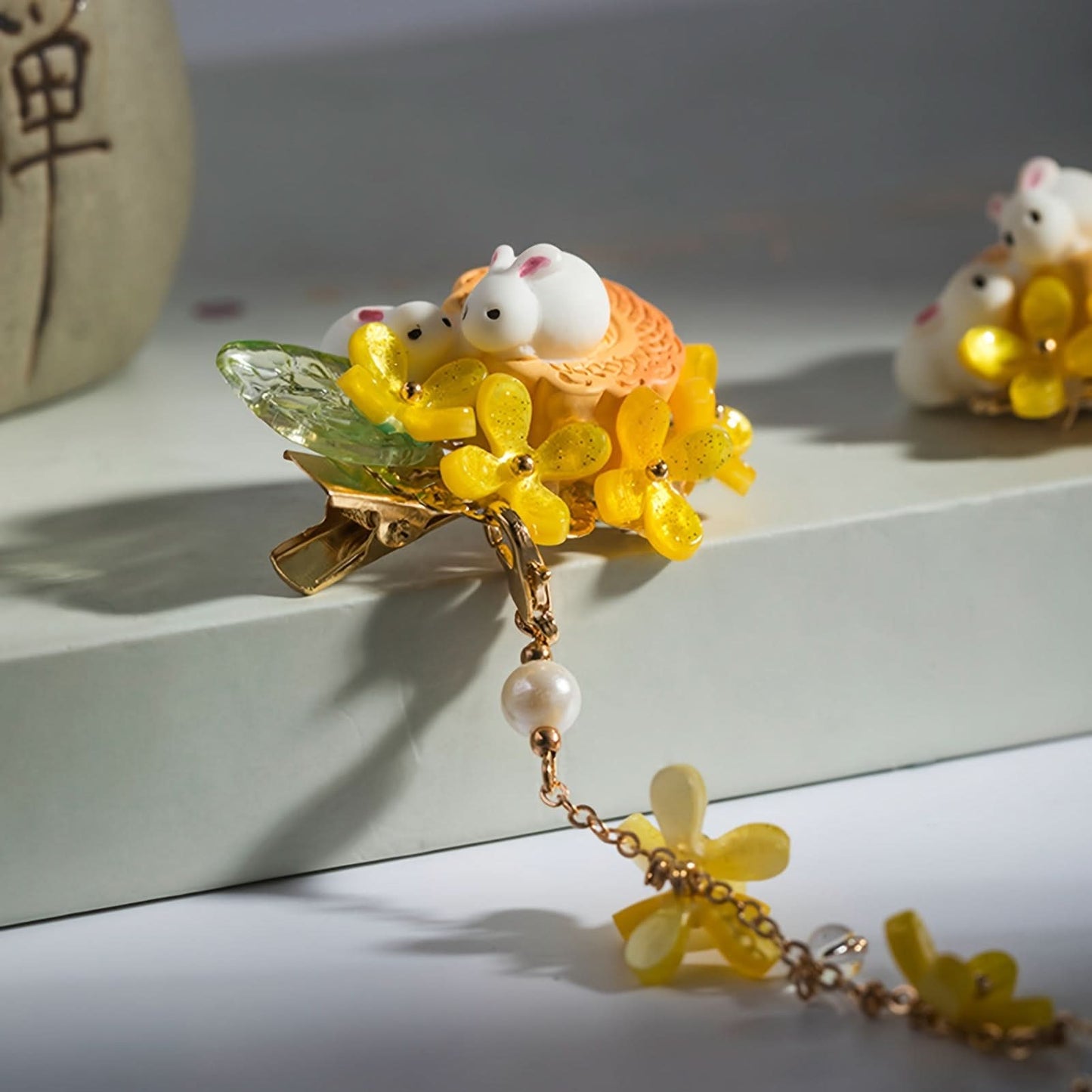 Chinese Rabbit Mooncake Tassel Hair Clip