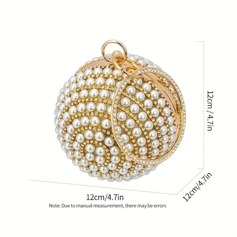Faux Pearl Rhinestone Ball Clutch Bag