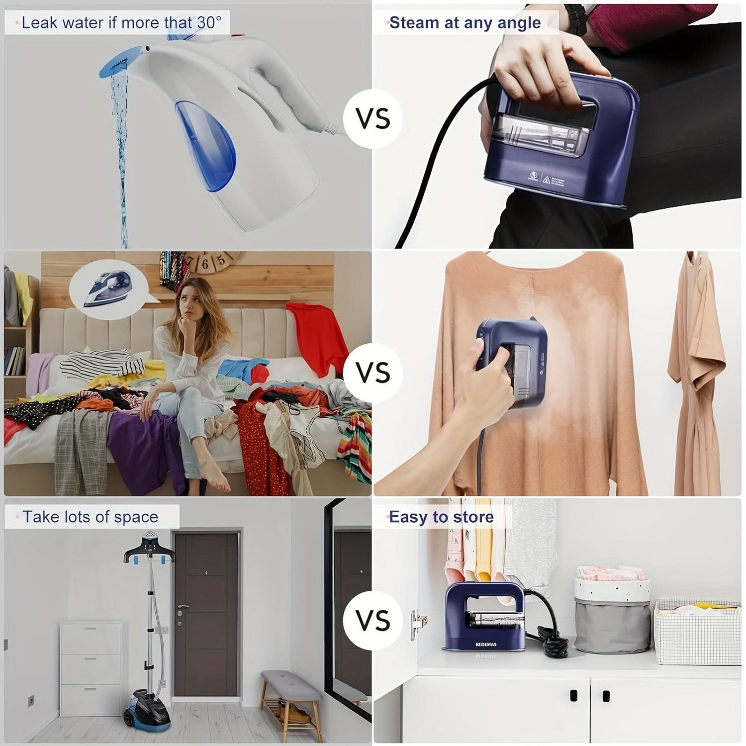 1300W Portable Steamer Iron – 4-in-1 Travel Garment Steamer