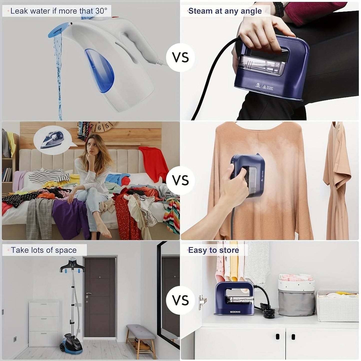 1300W Portable Steamer Iron – 4-in-1 Travel Garment Steamer