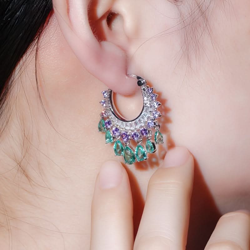 Boho Multicolor Tassel Hoop Earrings for Women