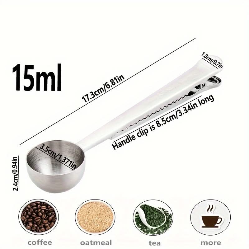 15ml Stainless Steel Coffee Scoop with Clip